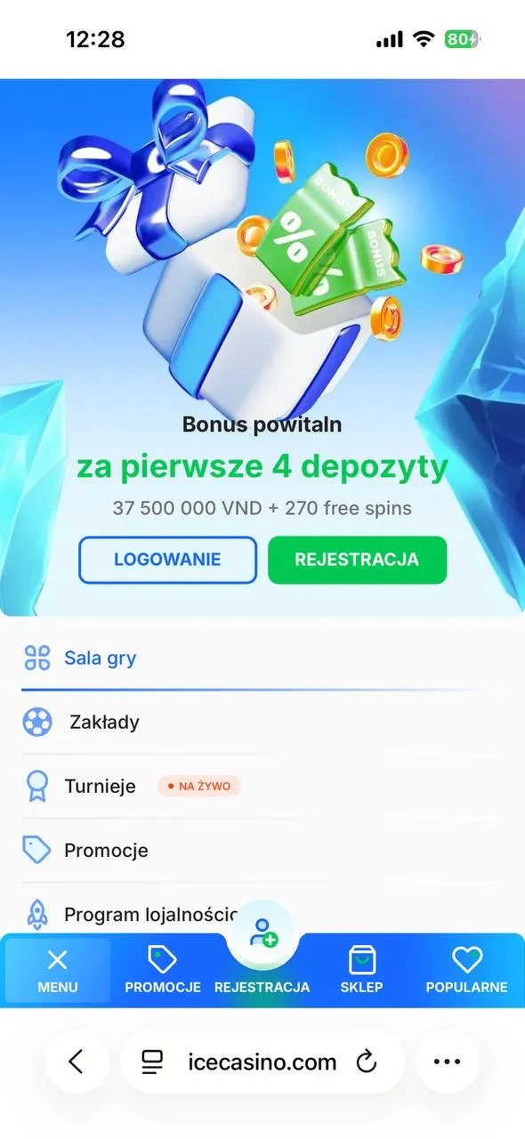 menu ice casino